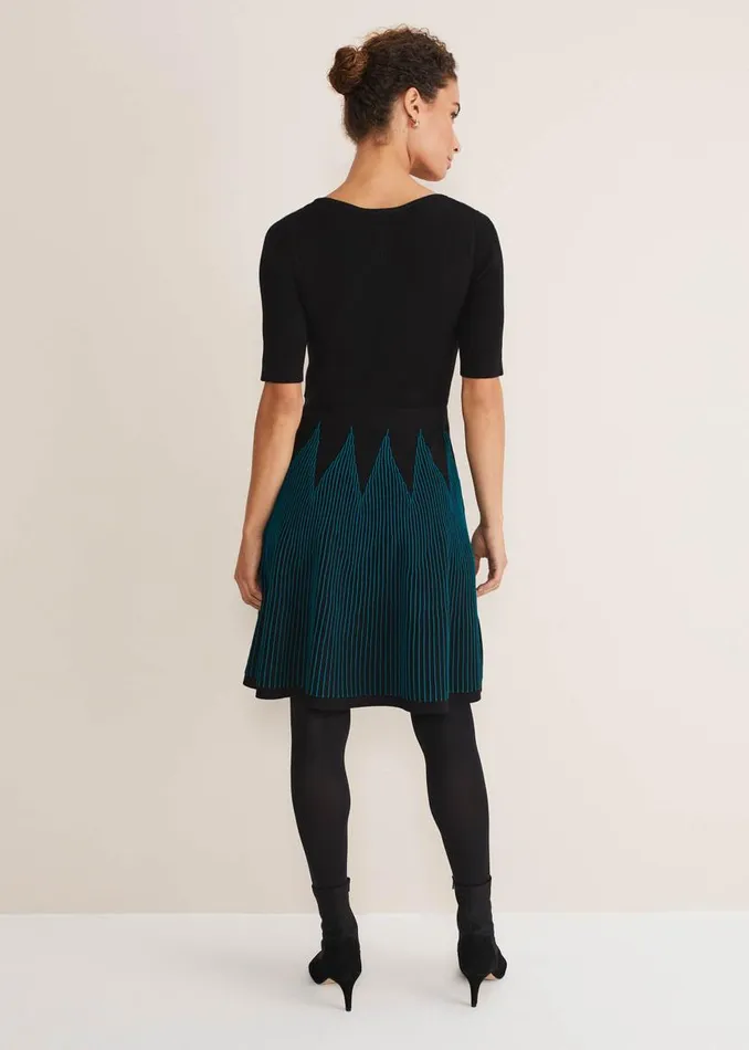 Phase Eight Dresses Isadora Knitted Mini Dress Blackmulti 8211 Women