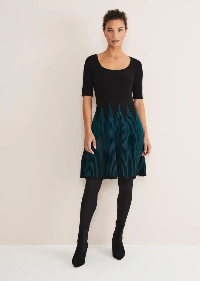 Phase Eight Dresses Isadora Knitted Mini Dress Blackmulti 8211 Women