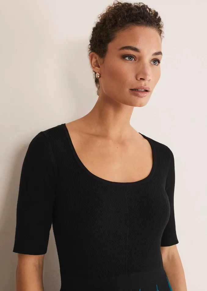Phase Eight Dresses Isadora Knitted Mini Dress Blackmulti 8211 Women