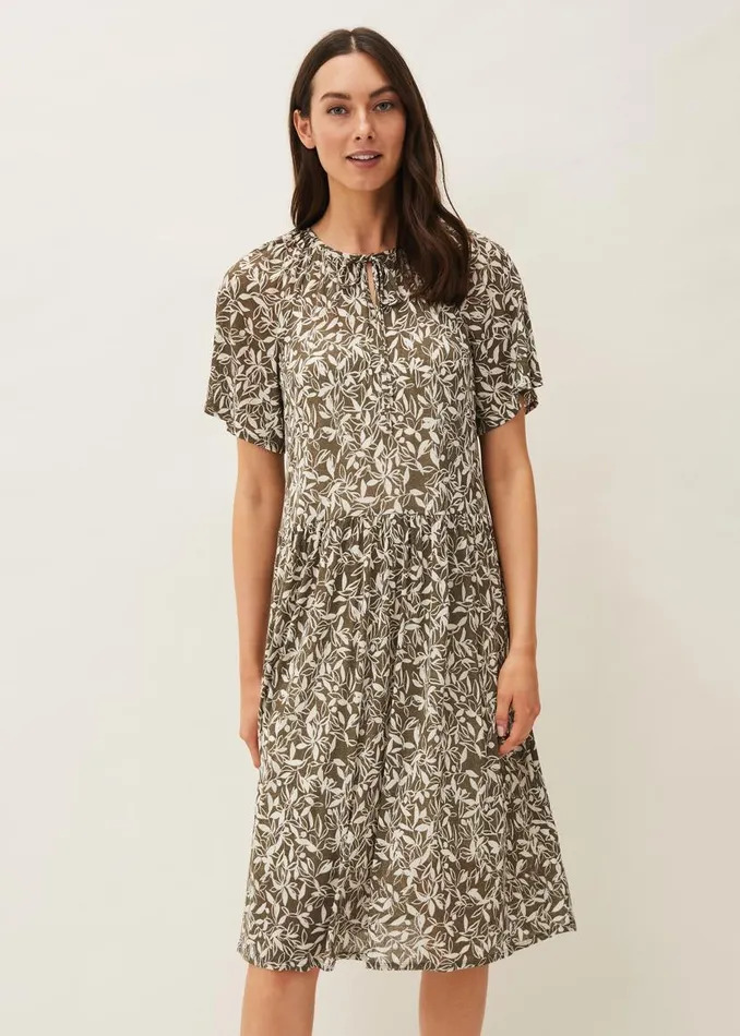 Phase Eight Dresses Jemmy Leaf Print Swing Dress Khaki 8211 Women