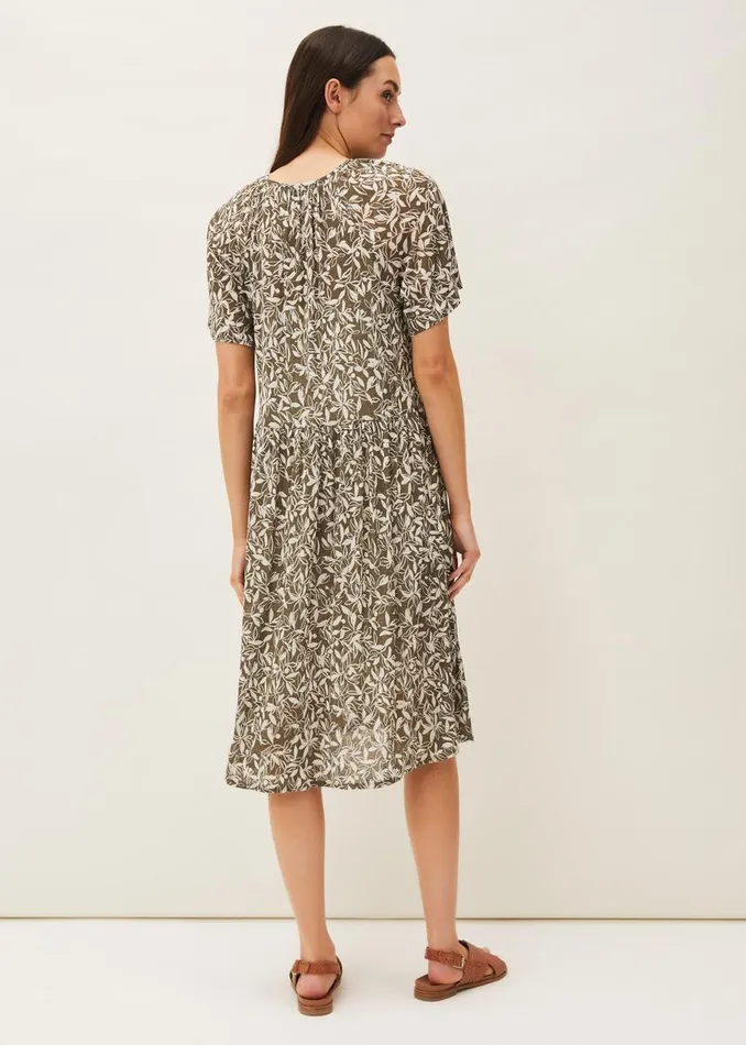 Phase Eight Dresses Jemmy Leaf Print Swing Dress Khaki 8211 Women