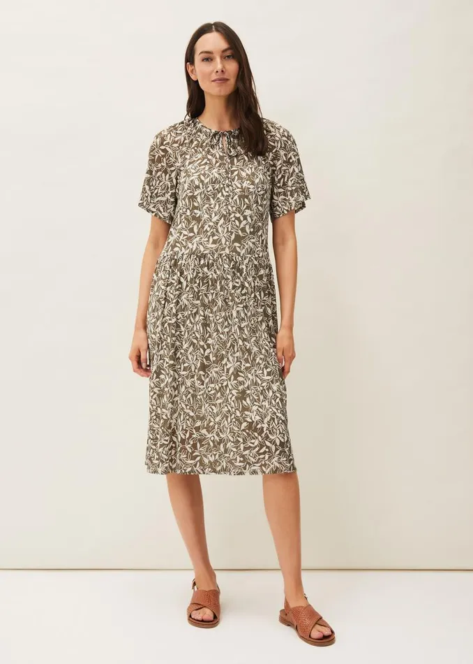Phase Eight Dresses Jemmy Leaf Print Swing Dress Khaki 8211 Women