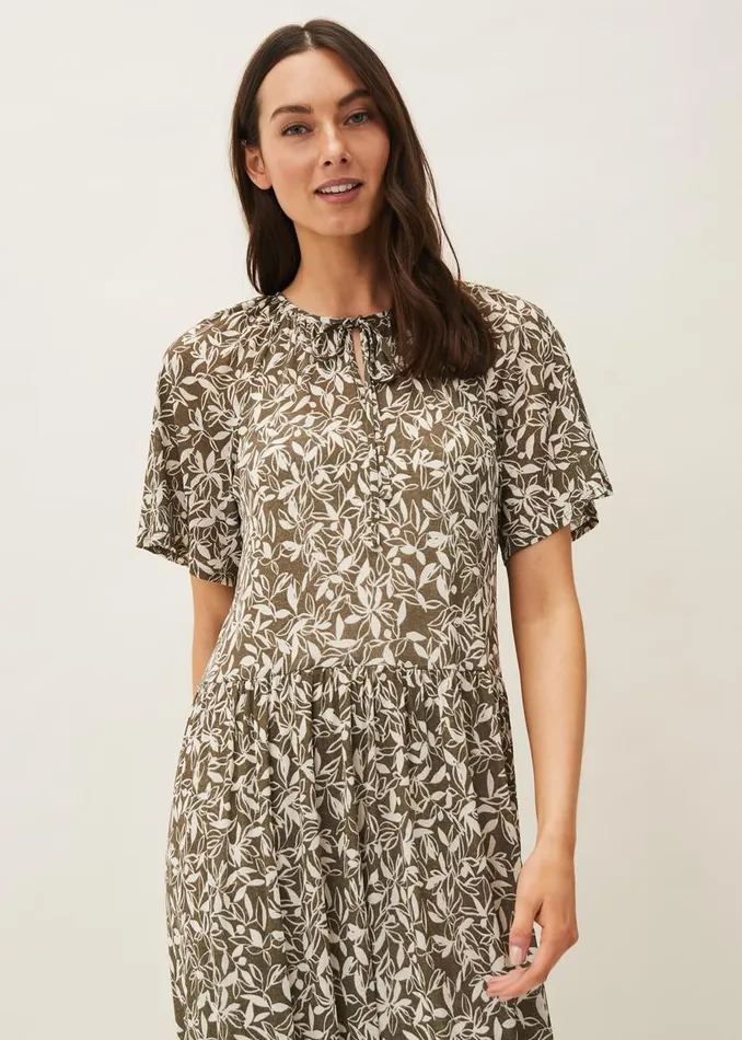 Phase Eight Dresses Jemmy Leaf Print Swing Dress Khaki 8211 Women