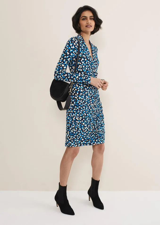 Phase Eight Dresses Juno Ruched V Neck Dotty Bodycon Dress Blue Multi 8211 Women Phase Eight Dresses Juno Ruched V Neck Dotty Bodycon Dress Blue Multi 8211 Women