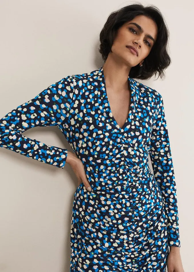 Phase Eight Dresses Juno Ruched V Neck Dotty Bodycon Dress Blue Multi 8211 Women Phase Eight Dresses Juno Ruched V Neck Dotty Bodycon Dress Blue Multi 8211 Women