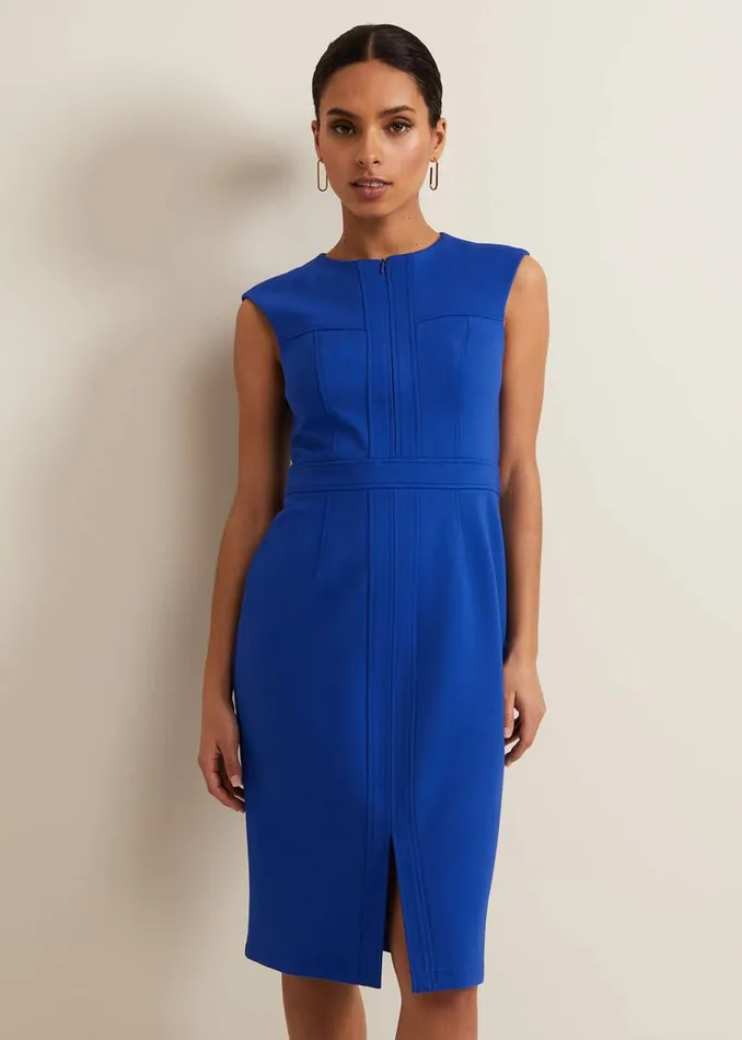 Phase Eight Dresses Karmie Ponte Fitted Pencil Dress Petite Blue 8211 Women