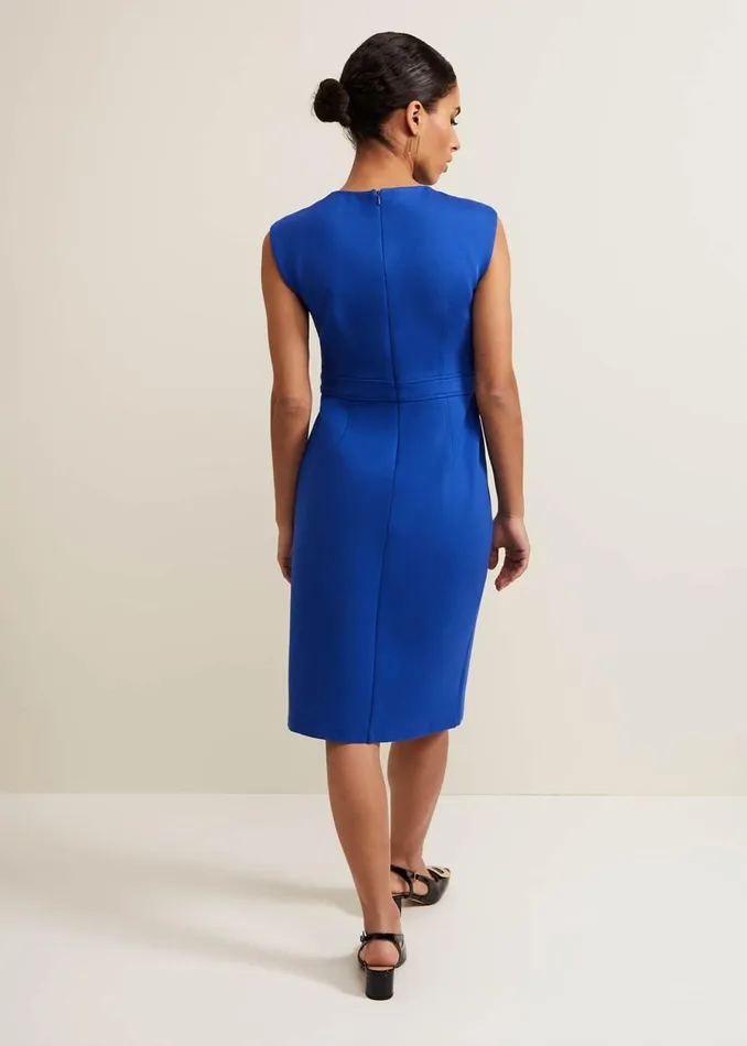 Phase Eight Dresses Karmie Ponte Fitted Pencil Dress Petite Blue 8211 Women