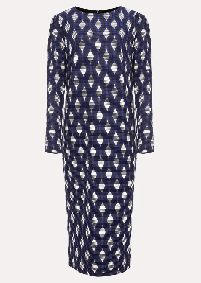 Phase Eight Dresses Kelly Geo Midi Shift Dress Blue 8211 Women