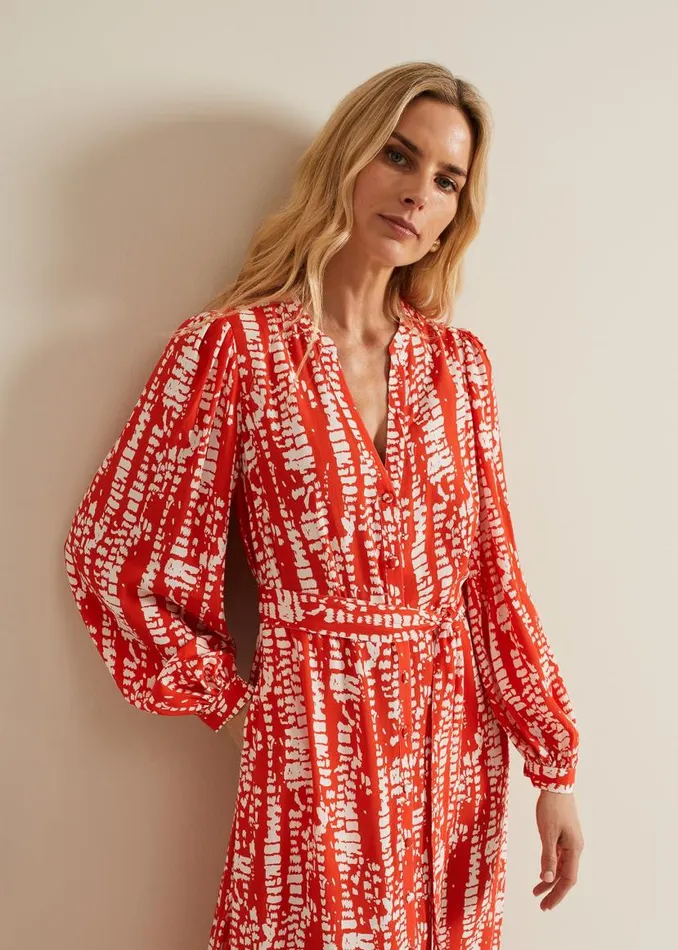 Phase Eight Dresses Louisa Abstract Maxi Dress Red 8211 Women