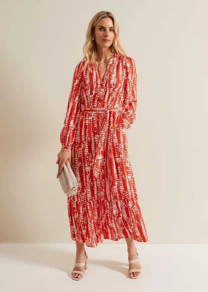 Phase Eight Dresses Louisa Abstract Maxi Dress Red 8211 Women