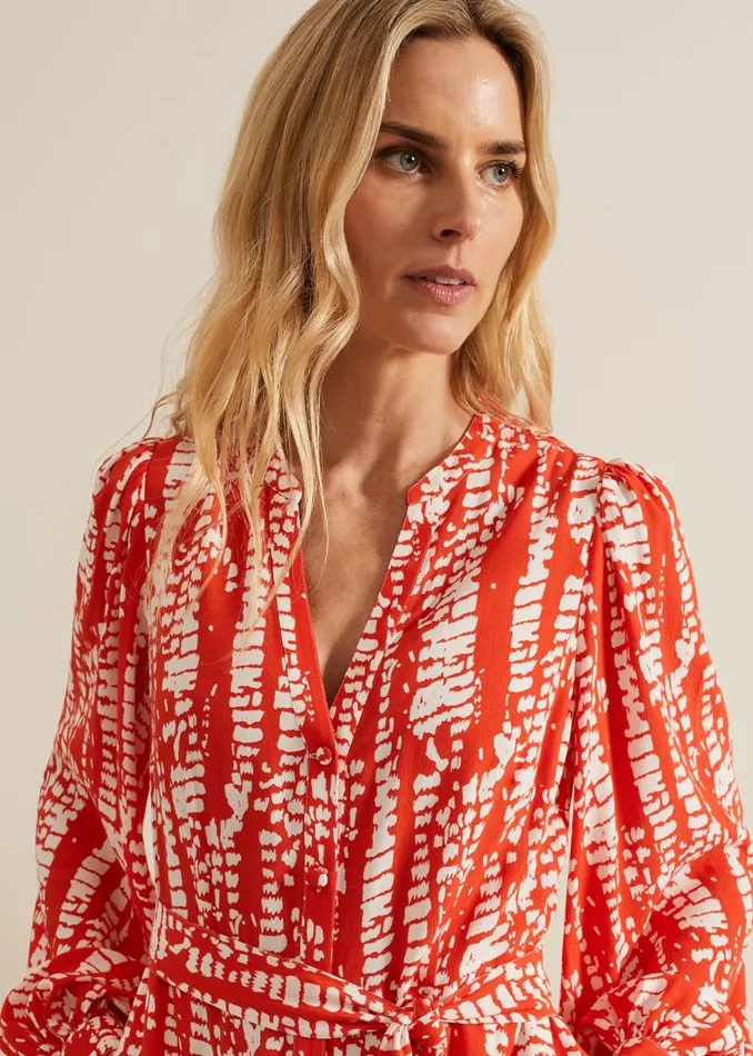 Phase Eight Dresses Louisa Abstract Maxi Dress Red 8211 Women