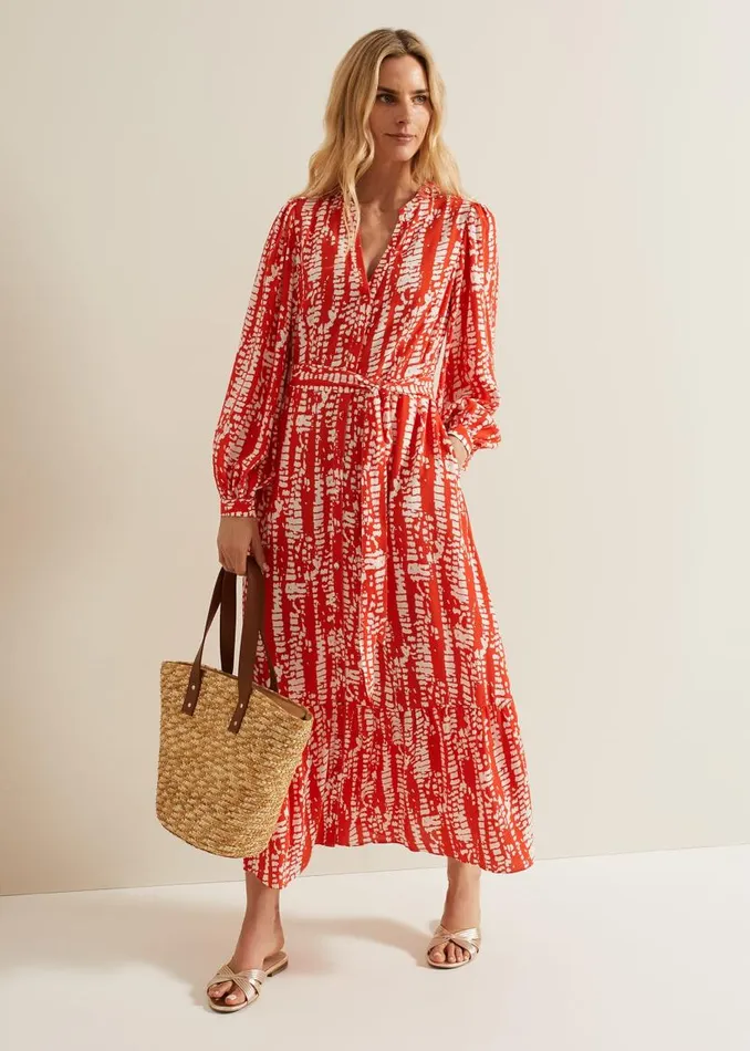 Phase Eight Dresses Louisa Abstract Maxi Dress Red 8211 Women