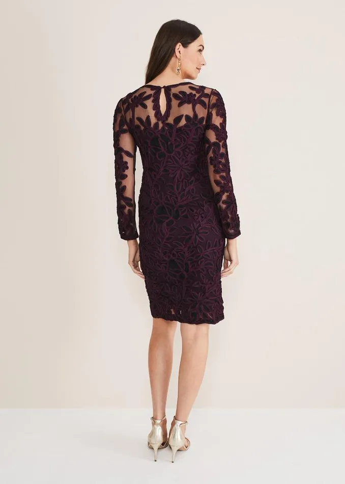Phase Eight Dresses Madison Tapework Dress Blackplum 8211 Women