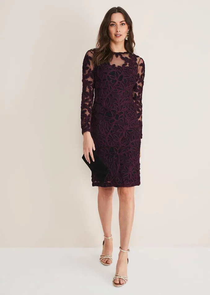 Phase Eight Dresses Madison Tapework Dress Blackplum 8211 Women
