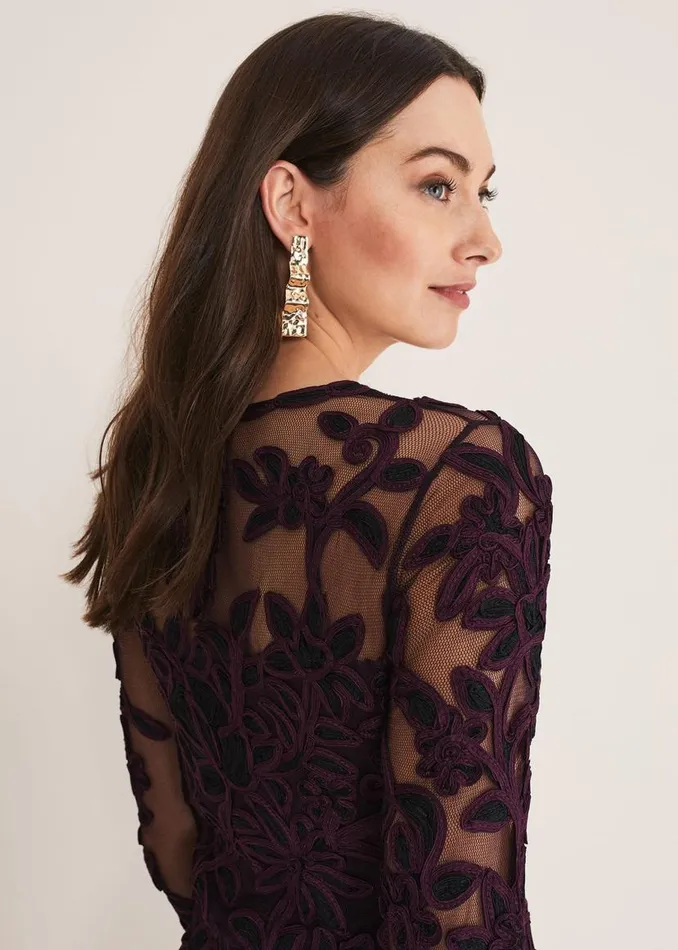 Phase Eight Dresses Madison Tapework Dress Blackplum 8211 Women