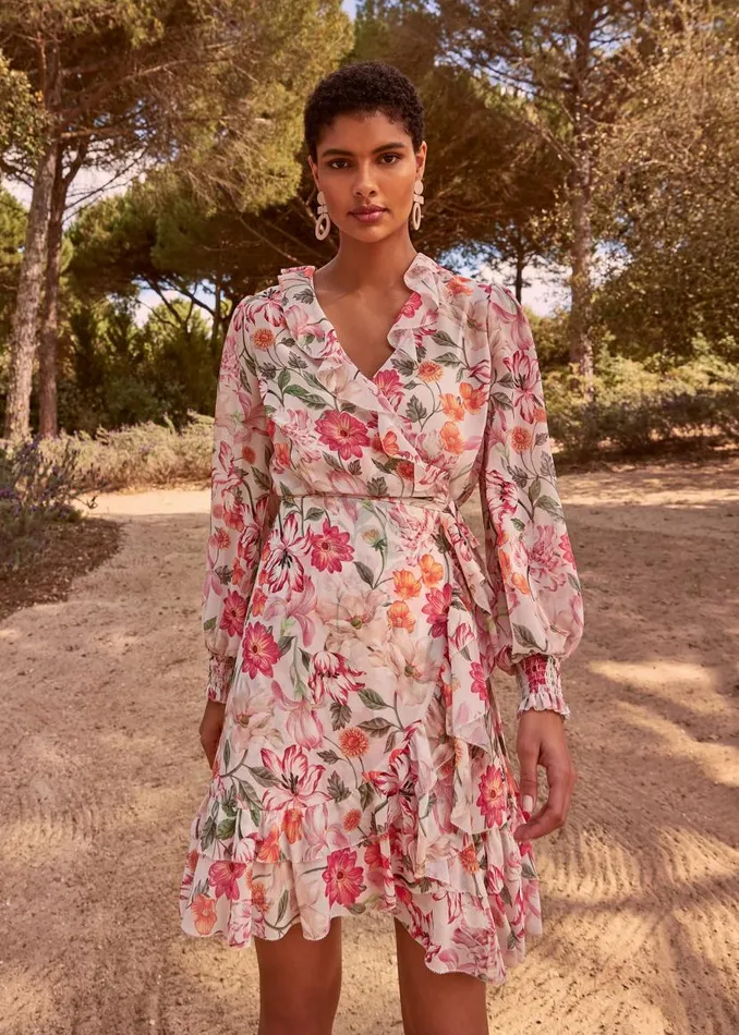 Phase Eight Dresses Melinda Floral Wrap Dress Ivorymulti 8211 Women