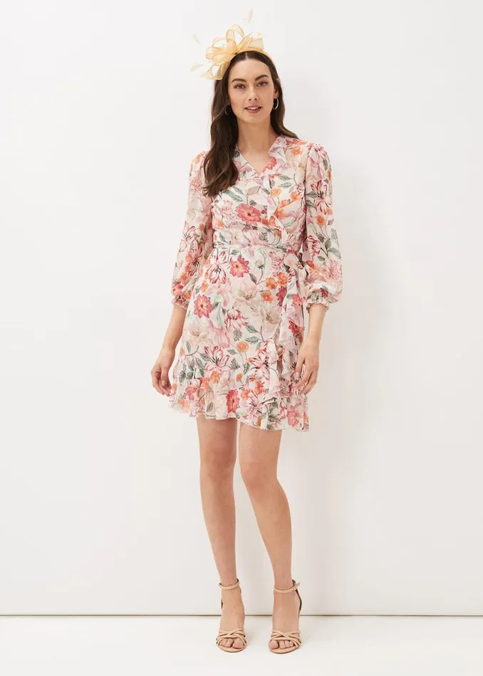 Phase Eight Dresses Melinda Floral Wrap Dress Ivorymulti 8211 Women