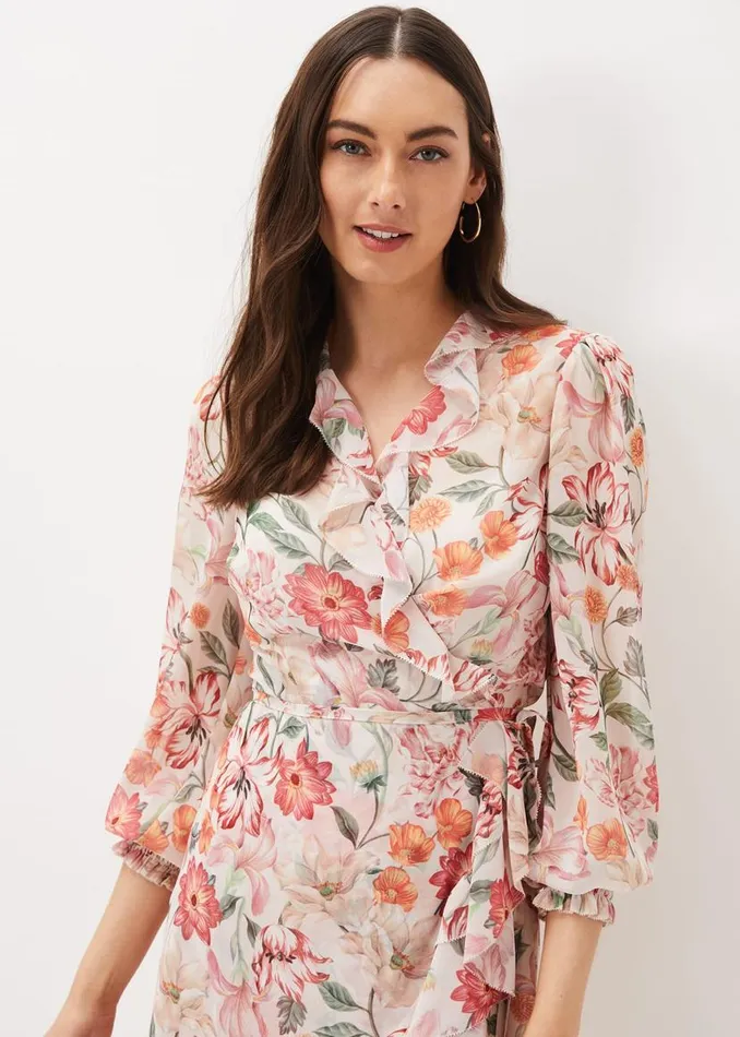 Phase Eight Dresses Melinda Floral Wrap Dress Ivorymulti 8211 Women