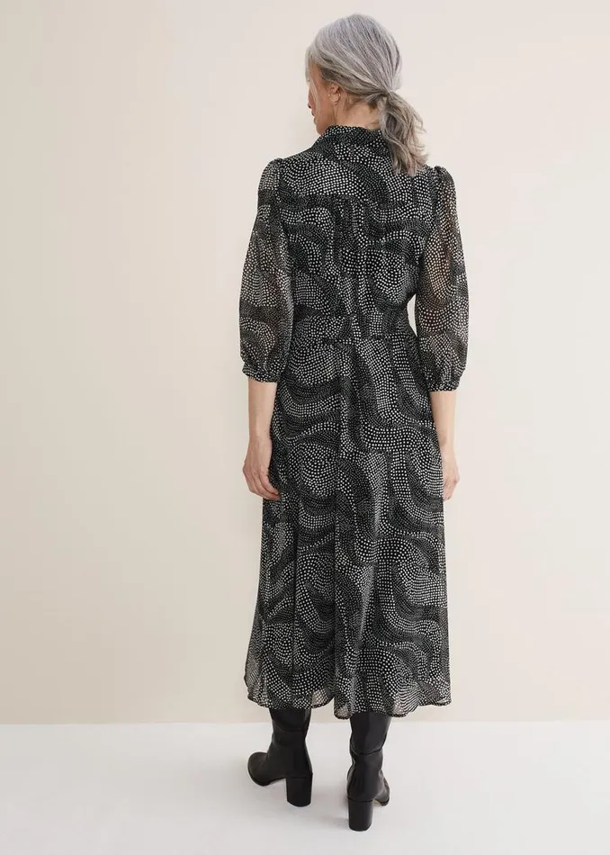 Phase Eight Dresses Miriam Chiffon Shirt Midi Dress Blackivory 8211 Women