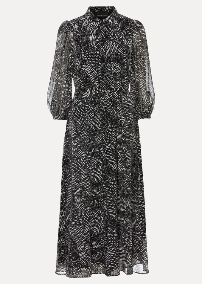Phase Eight Dresses Miriam Chiffon Shirt Midi Dress Blackivory 8211 Women