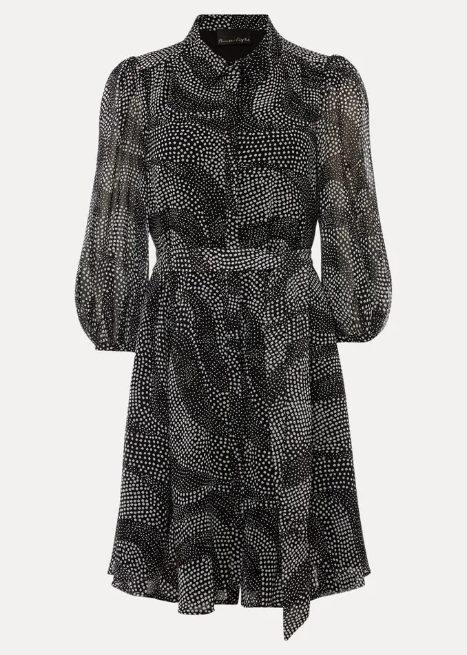 Phase Eight Dresses Miriam Chiffon Shirt Mini Dress Blackivory 8211 Women
