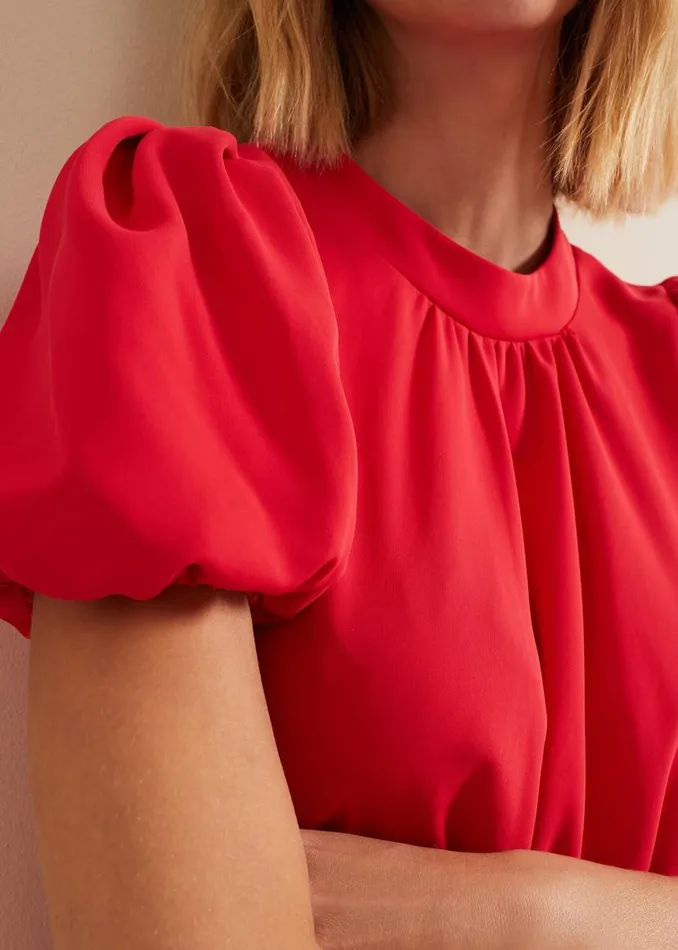 Phase Eight Dresses Paulina Coral Puff Sleeve Midi Dress Coral 8211 Women