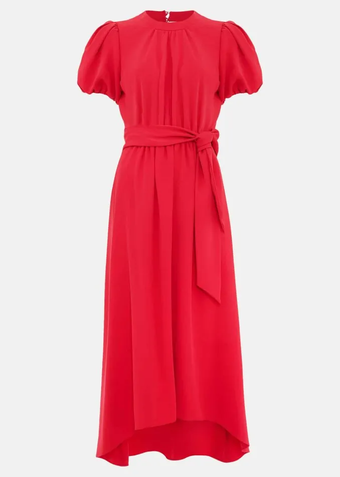 Phase Eight Dresses Paulina Coral Puff Sleeve Midi Dress Coral 8211 Women
