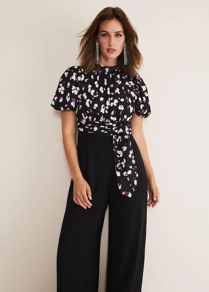 Phase Eight Dresses Paulina Puff Sleeve Animal Jumpsuit Blackmulti 8211 Women Phase Eight Dresses Paulina Puff Sleeve Animal Jumpsuit Blackmulti 8211 Women