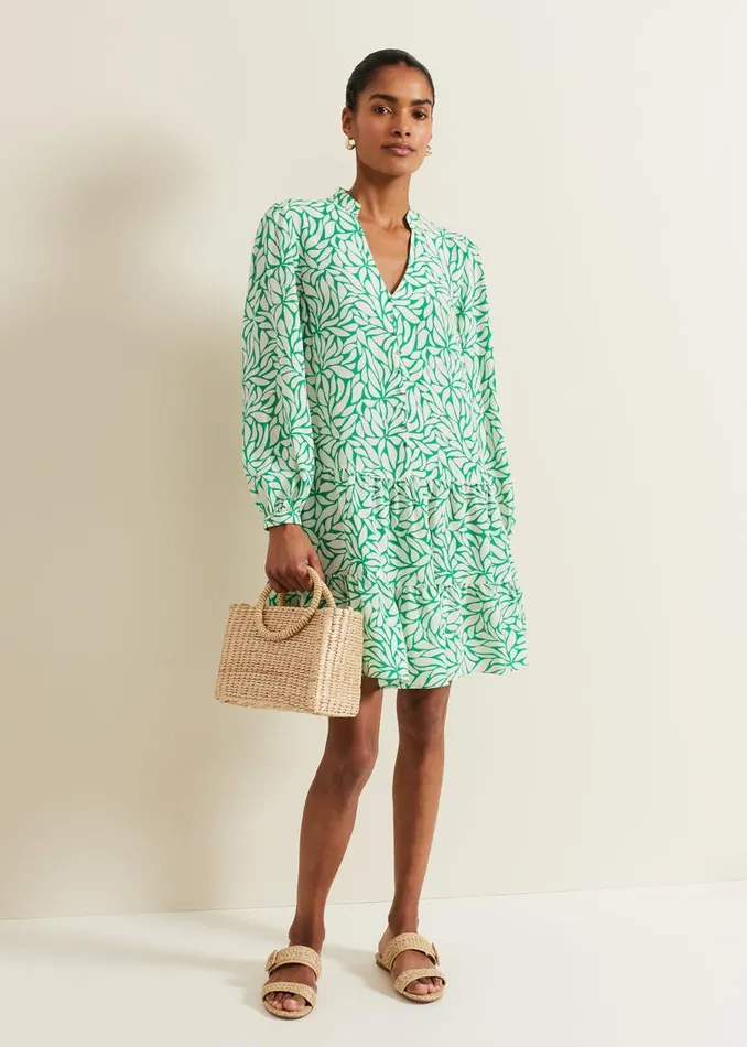 Phase Eight Dresses Penele Leaf Swing Dress Green 8211 Women