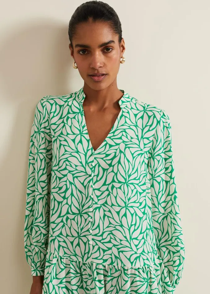 Phase Eight Dresses Penele Leaf Swing Dress Green 8211 Women