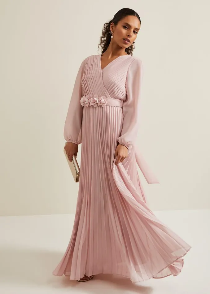 Phase Eight Dresses Petite Alecia Pleated Maxi Dress Antique Rose 8211 Women
