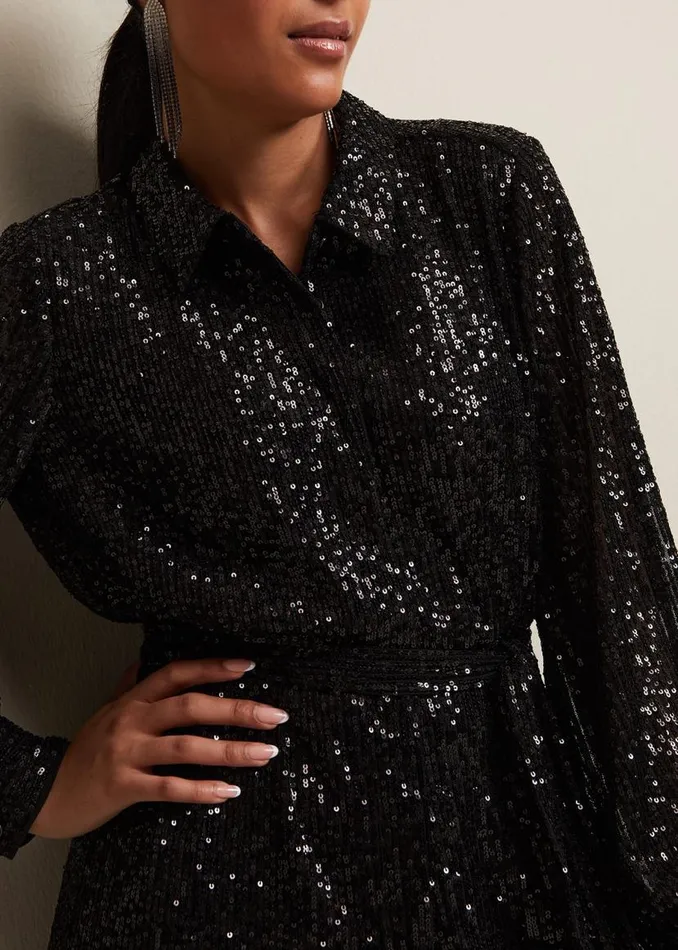Phase Eight Dresses Petite Alessandra Black Sequin Jumpsuit Black 8211 Women