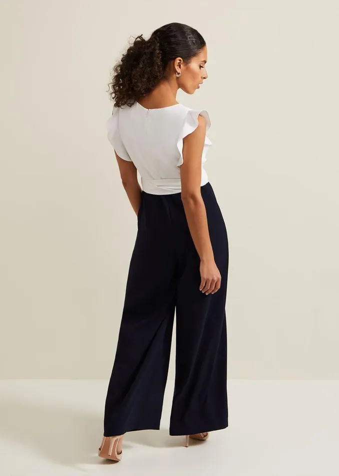 Phase Eight Dresses Petite Ayla Ruffle Colourblock Jumpsuit Navyivory 8211 Women Phase Eight Dresses Petite Ayla Ruffle Colourblock Jumpsuit Navyivory 8211 Women