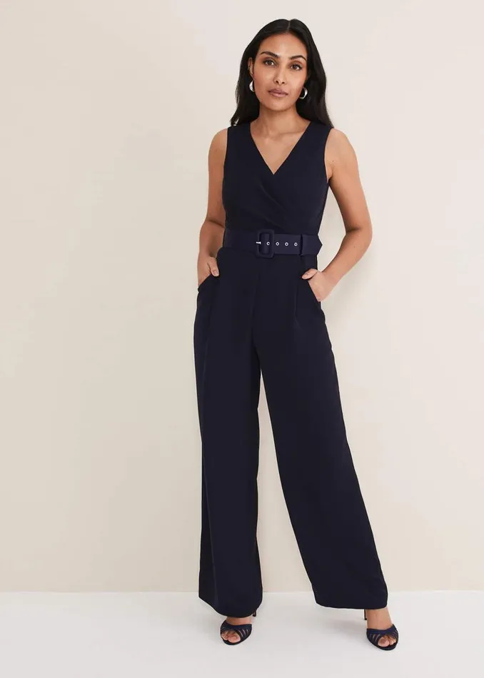 Phase Eight Dresses Petite Lissia Navy Wide Leg Jumpsuit Navy 8211 Women