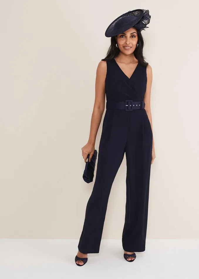 Phase Eight Dresses Petite Lissia Navy Wide Leg Jumpsuit Navy 8211 Women