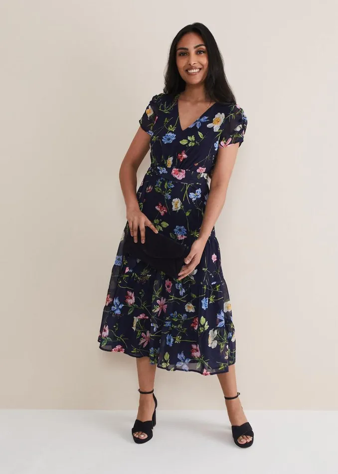 Phase Eight Dresses Petite Lola Floral Tiered Midi Dress Navymulti 8211 Women Phase Eight Dresses Petite Lola Floral Tiered Midi Dress Navymulti 8211 Women