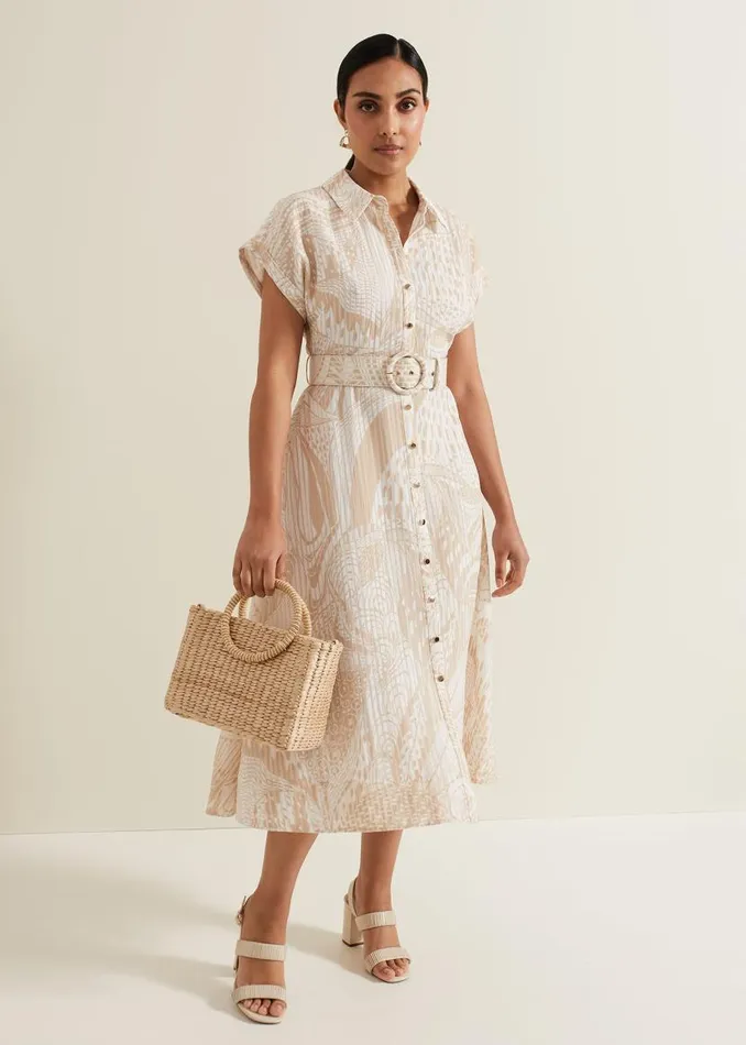 Phase Eight Dresses Petite Mandi Abstract Shirt Dress Neutral 8211 Women