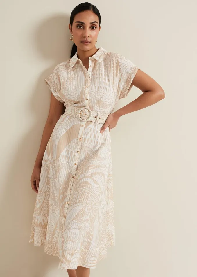 Phase Eight Dresses Petite Mandi Abstract Shirt Dress Neutral 8211 Women
