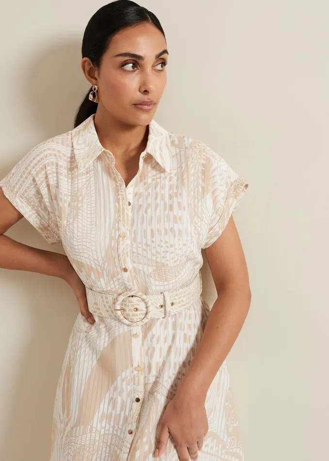 Phase Eight Dresses Petite Mandi Abstract Shirt Dress Neutral 8211 Women