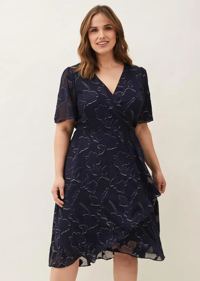 Phase Eight Dresses Polly Foil Jacquard Dress Navy 8211 Women