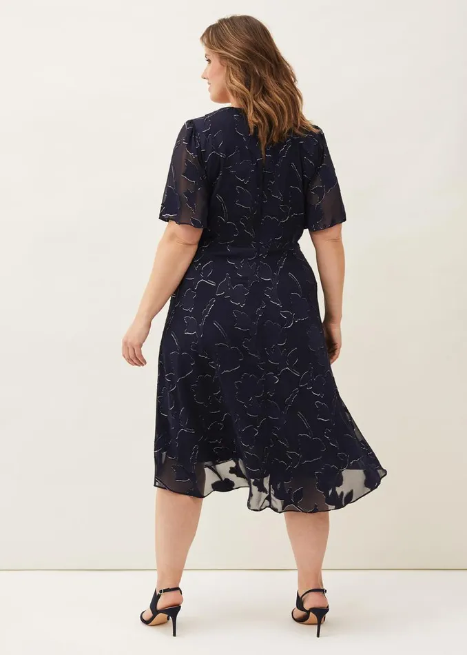 Phase Eight Dresses Polly Foil Jacquard Dress Navy 8211 Women