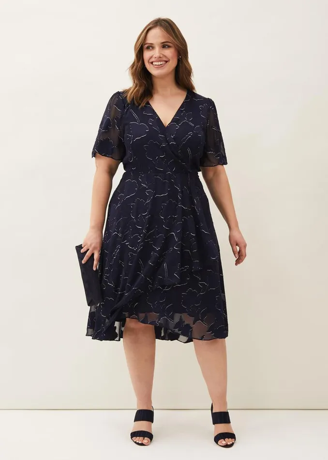 Phase Eight Dresses Polly Foil Jacquard Dress Navy 8211 Women