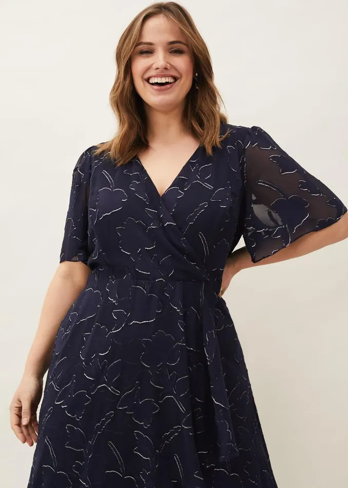 Phase Eight Dresses Polly Foil Jacquard Dress Navy 8211 Women
