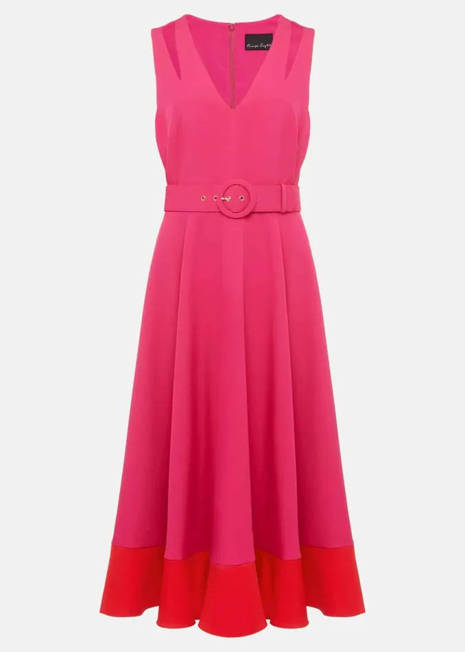 Phase Eight Dresses Raquel Belted Fit And Flare Dress Fuchsiared 8211 Women
