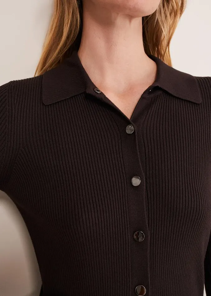 Phase Eight Dresses Rosa Ribbed Button Through Dress Chocolate 8211 Women