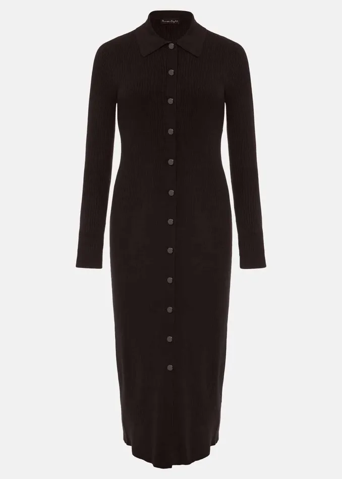 Phase Eight Dresses Rosa Ribbed Button Through Dress Chocolate 8211 Women