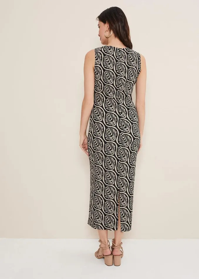 Phase Eight Dresses Rubie Geo Bodycon Midi Dress Blackneutral 8211 Women