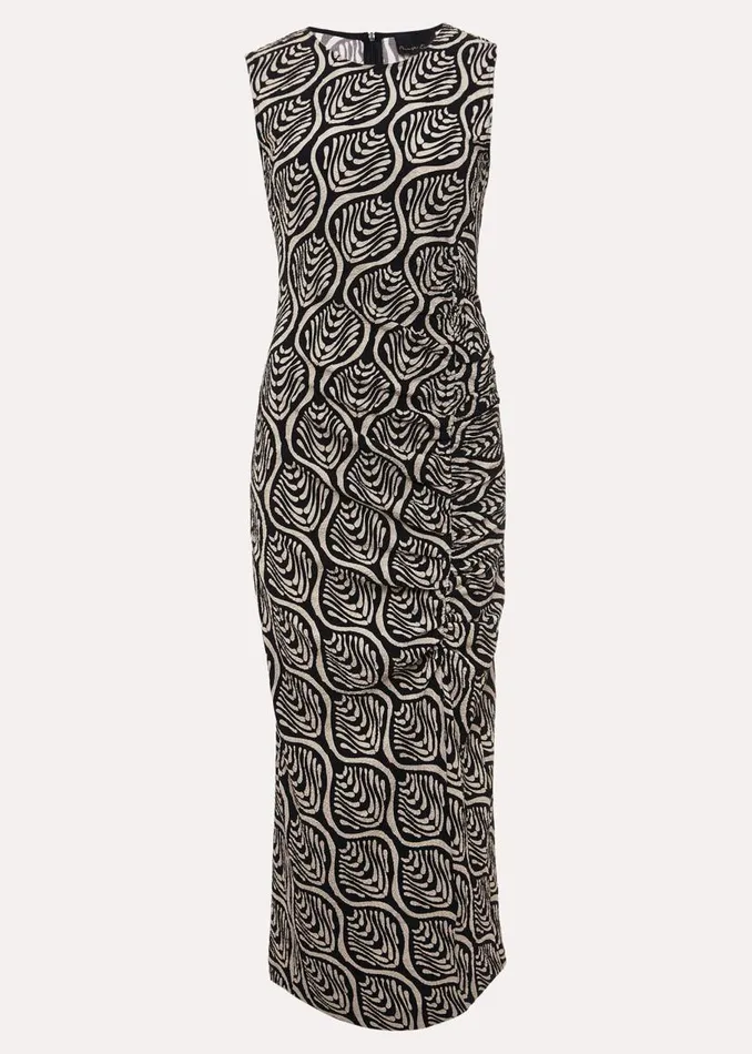 Phase Eight Dresses Rubie Geo Bodycon Midi Dress Blackneutral 8211 Women