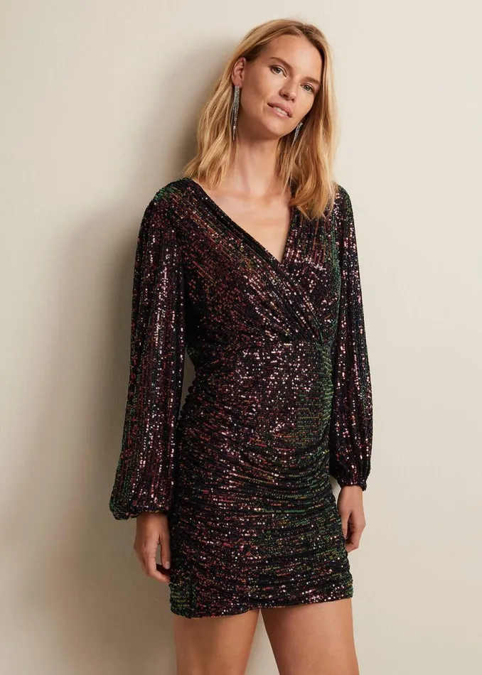 Phase Eight Dresses Ruby Sequin Ruched Mini Dress Purple 8211 Women
