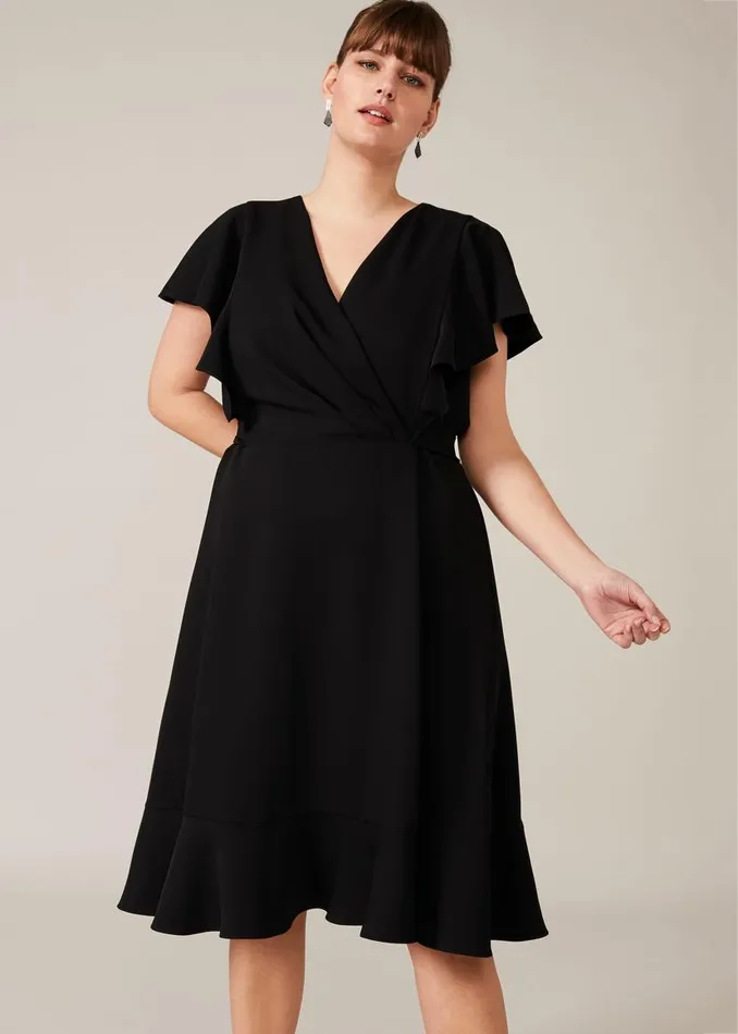 Phase Eight Dresses Ruth Frill Sleeve Dress Black 8211 Women
